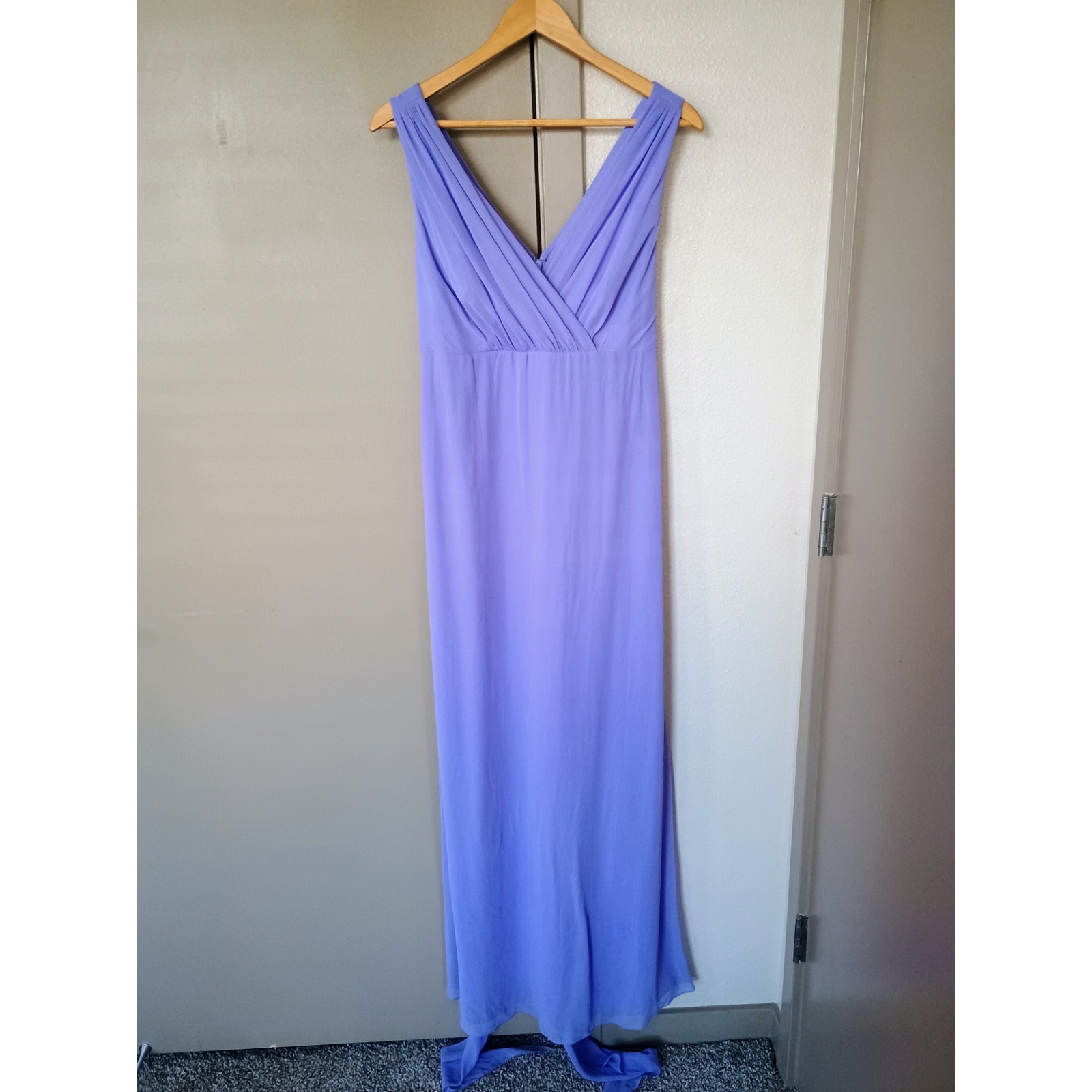 After Six Chiffon Lilac Lavender Whimsical Flowy Drapey Bridesmaid Wedding Dress